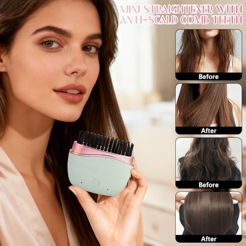 Mini cordless straightening brush with anti scald shell — photo 3