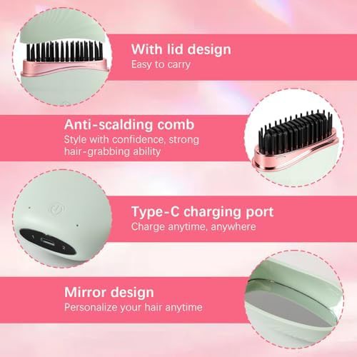 Mini cordless straightening brush with anti scald shell — photo 4