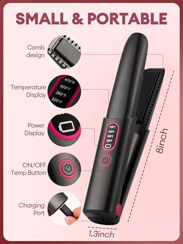 Mini cordless rechargeable hair straightener — photo 4