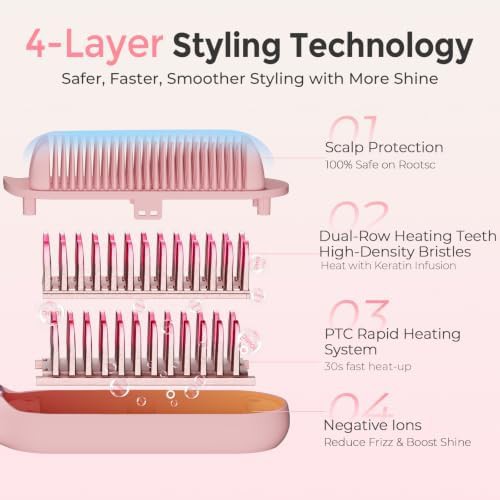 Pink ionic hair straightening brush — photo 5