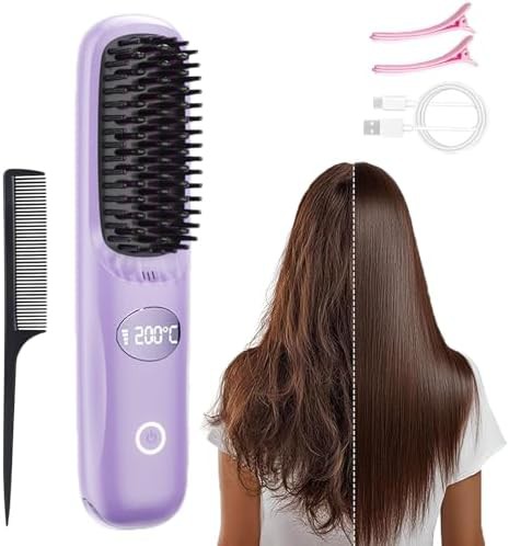 Cordless mini straightening brush LED
