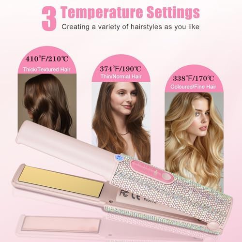 Pink rhinestone mini titanium flat iron — photo 4