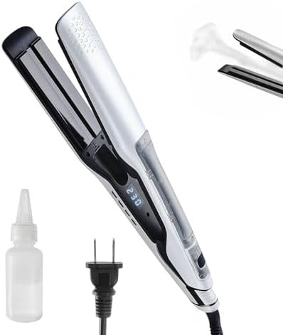 White ceramic steam hair straightener