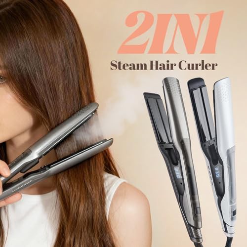 White ceramic steam hair straightener — photo 3