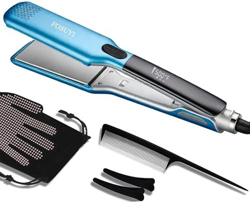 Wide plate ceramic ionic hair straightener