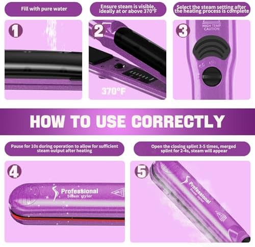 Purple Steam Ceramic Flat Iron 1 in — photo 5