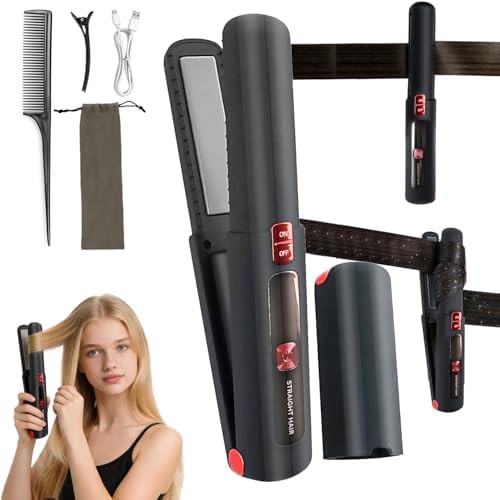Portable cordless ceramic flat and curling iron