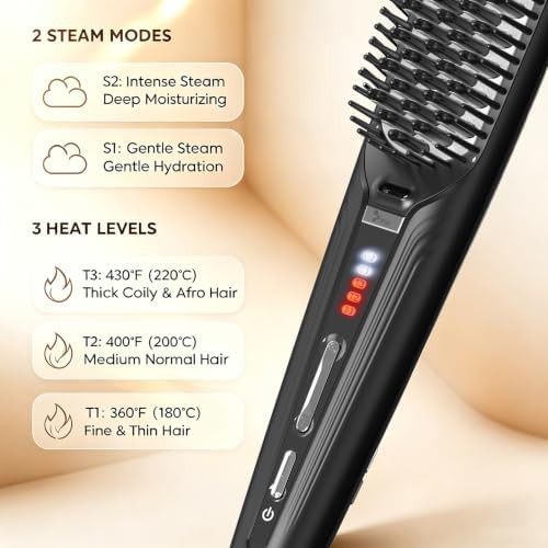 Ionic steam hair straightening brush — photo 3