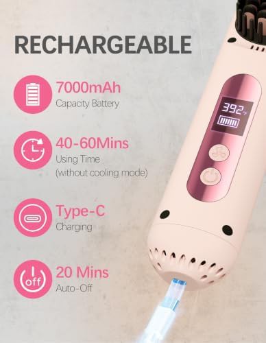 Pink cordless straightening brush for travel — photo 4