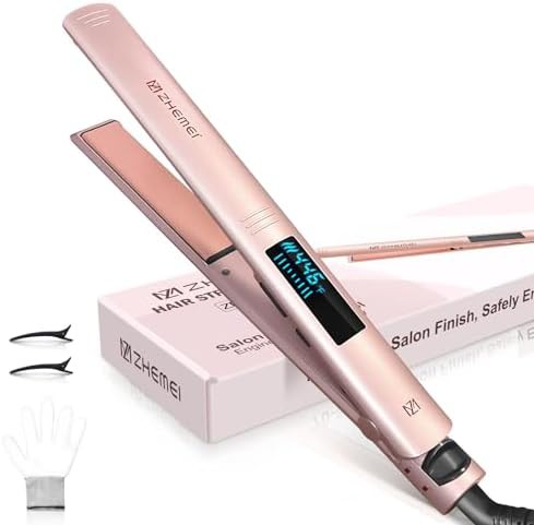 Rose gold ceramic flat iron with LED display