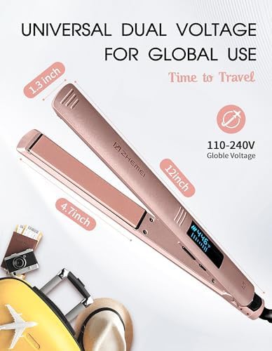 Rose gold ceramic flat iron with LED display — photo 5