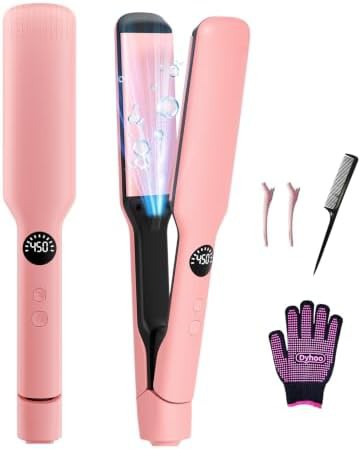 Pink wide plate ionic hair straightener