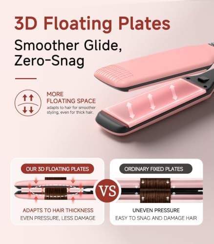 Pink wide plate ionic hair straightener — photo 4