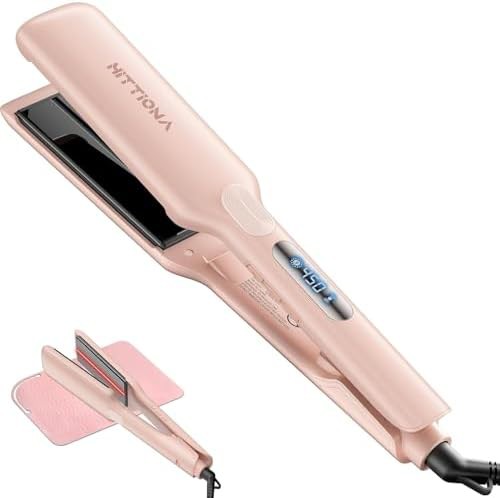 Pink wide ceramic hair straightener