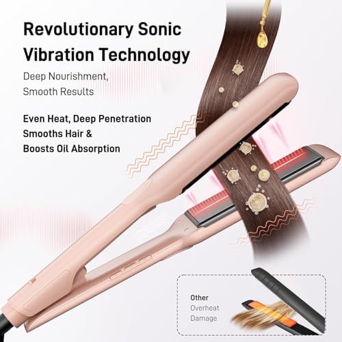 Pink wide ceramic hair straightener — photo 4