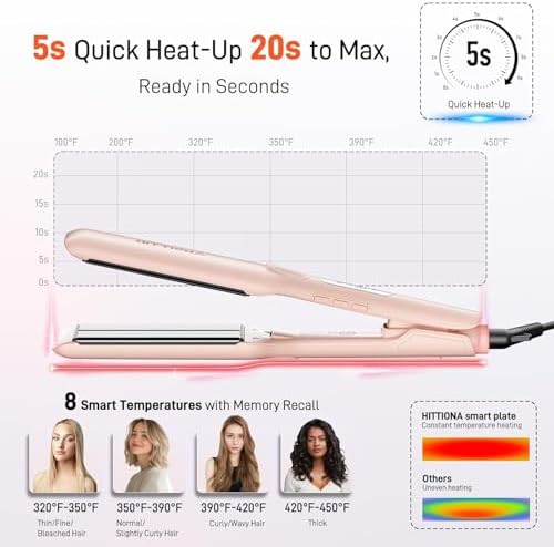 Pink wide ceramic hair straightener — photo 5