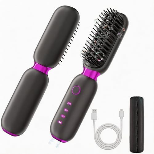 Cordless mini portable straightening brush