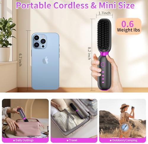 Cordless mini portable straightening brush — photo 4
