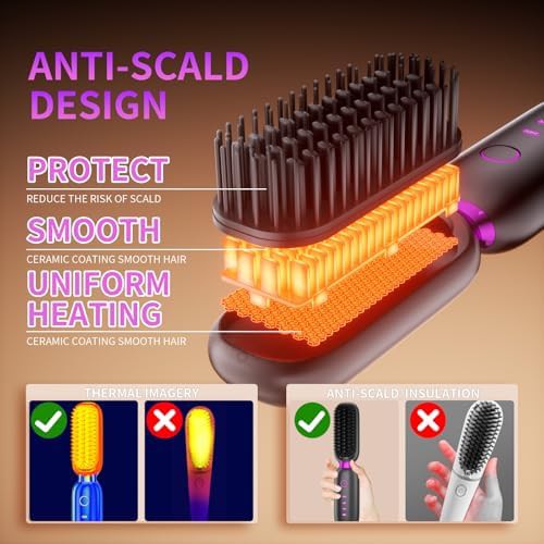 Cordless mini portable straightening brush — photo 5