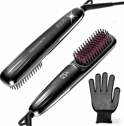 Ionic hot comb straightening brush