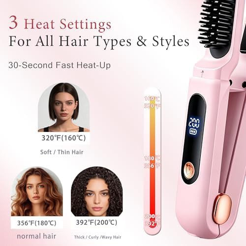 Cordless travel hair straightening brush — photo 4