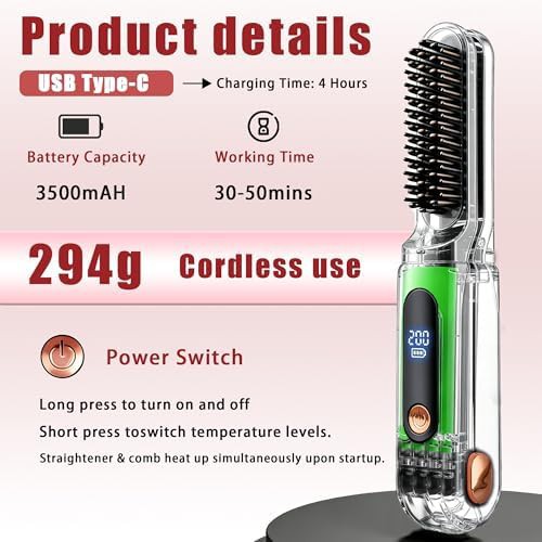 Cordless travel hair straightening brush — photo 5