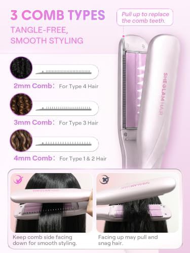 Ceramic steam flat iron with combs — photo 5