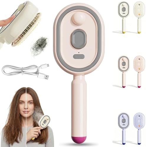 Pink electric steam hair straightening brush