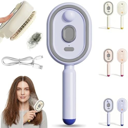 Purple electric steam hair straightening brush