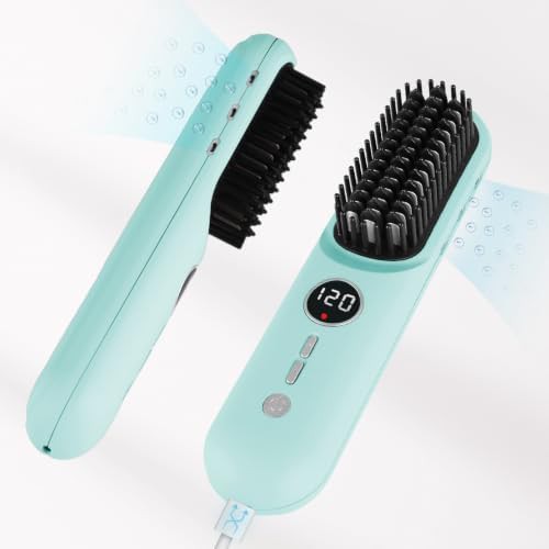 Sea blue cordless ceramic straightening brush