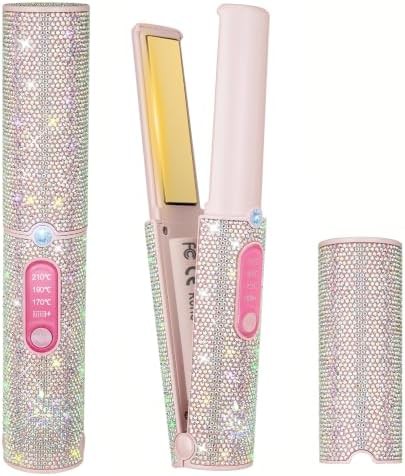 Pink cordless mini travel flat iron