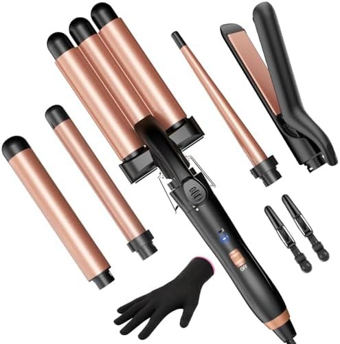 Rose gold five in one ceramic wand set