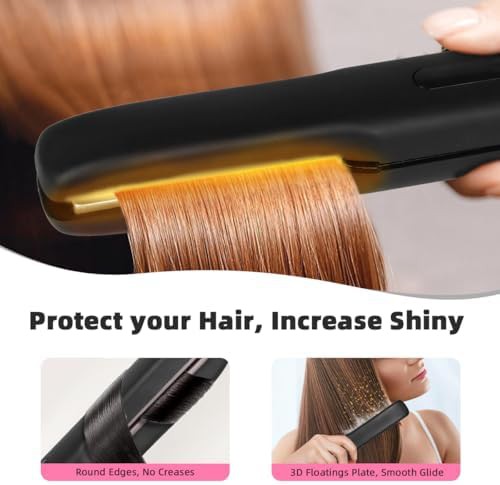 Black cordless rechargeable travel flat iron — photo 4