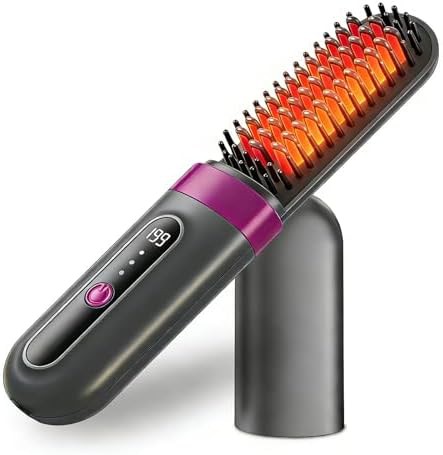 Ionic cordless hair straightening brush