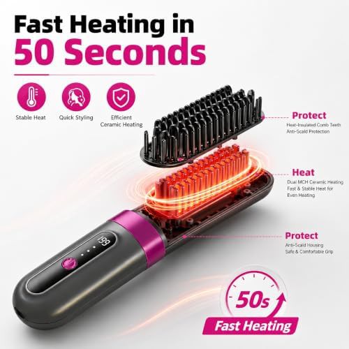 Ionic cordless hair straightening brush — photo 4
