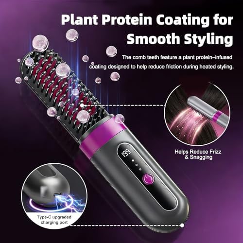 Ionic cordless hair straightening brush — photo 5