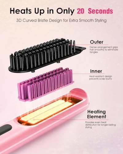 Ionic cordless hair straightening brush — photo 5