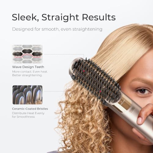 Gold wet to dry hair straightening brush — photo 4