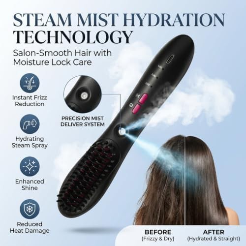 Cordless mist straightening comb with steam — photo 3