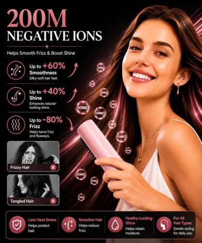 Aura pink cordless straightening brush — photo 4