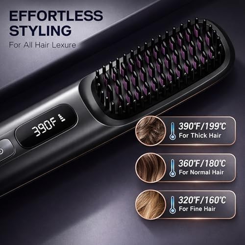 White cordless portable straightening brush — photo 4