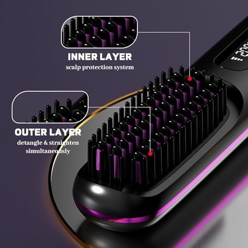 White cordless portable straightening brush — photo 5