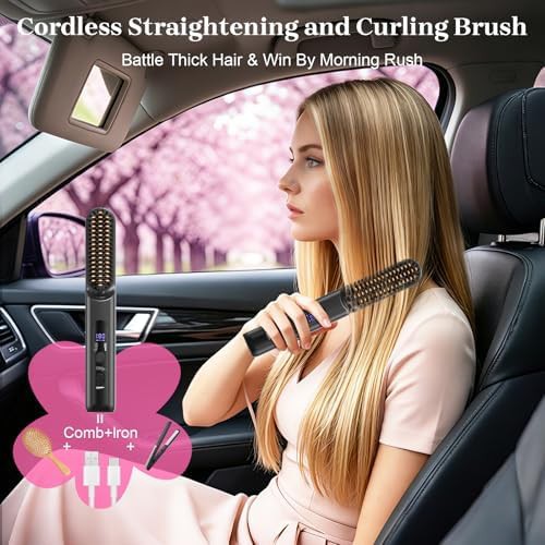 Cordless travel heated straightening brush — photo 4