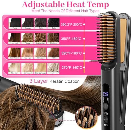 Cordless travel heated straightening brush — photo 5