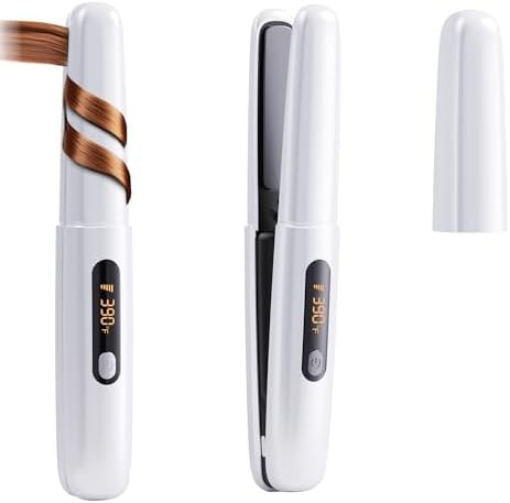 White cordless mini hair straightener