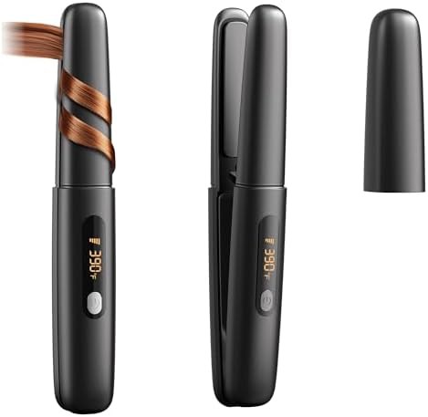 Black cordless mini hair straightener