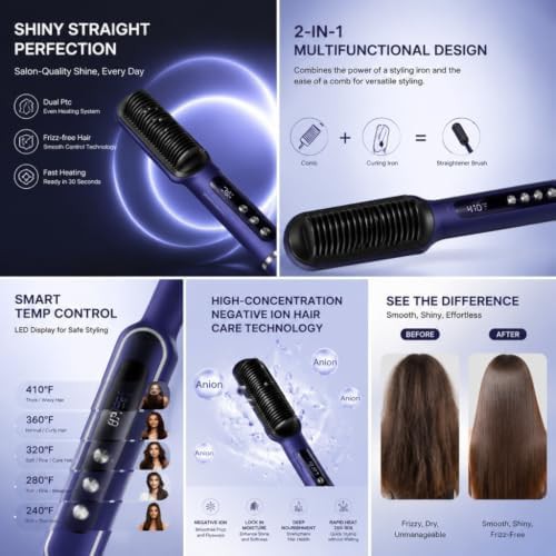 Portable ionic hair straightening brush — photo 4