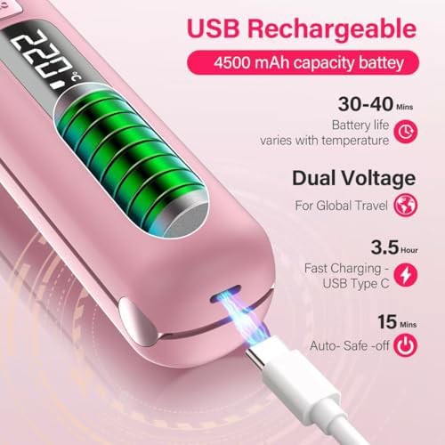 Pink cordless mini flat iron and curler — photo 5