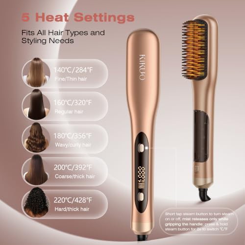 Rust orange steam straightening brush — photo 4